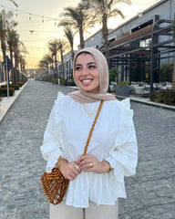 Ruffle Charm Cotton Blouse