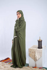 Relaxed Isdal – Plain olive viscose Isdal with lace details, anti-shrink, fits up to 95 kg
