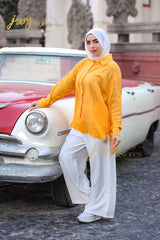 Breezy Chemise by Jessy – Oversized cotton bubble shirt, fits up to 95 kg, relaxed and lightweight in color Orange