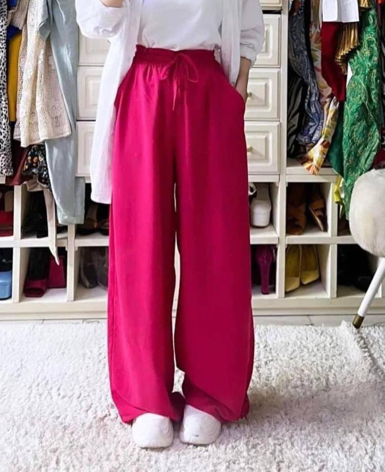 Linen Pants by Jessy – Premium breathable linen, one-size fits up to 85 kg in color hot pink