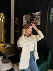 Modella Shirt by Jessy – Shirt with guipure pocket, fits up to 85 kg off white color