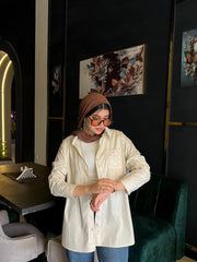 Modella Shirt by Jessy – Shirt with guipure pocket, fits up to 85 kg off white color
