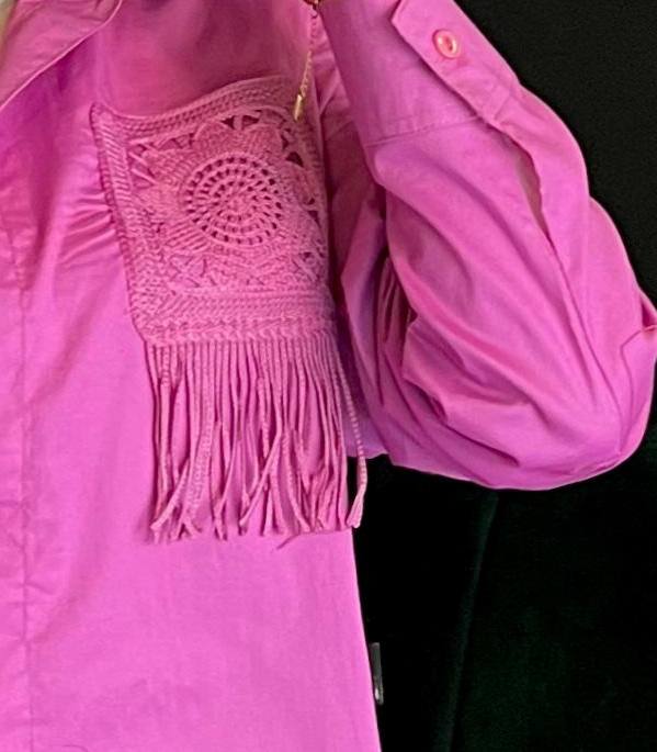 Modella Shirt by Jessy – Shirt with guipure pocket, fits up to 85 kg pink color