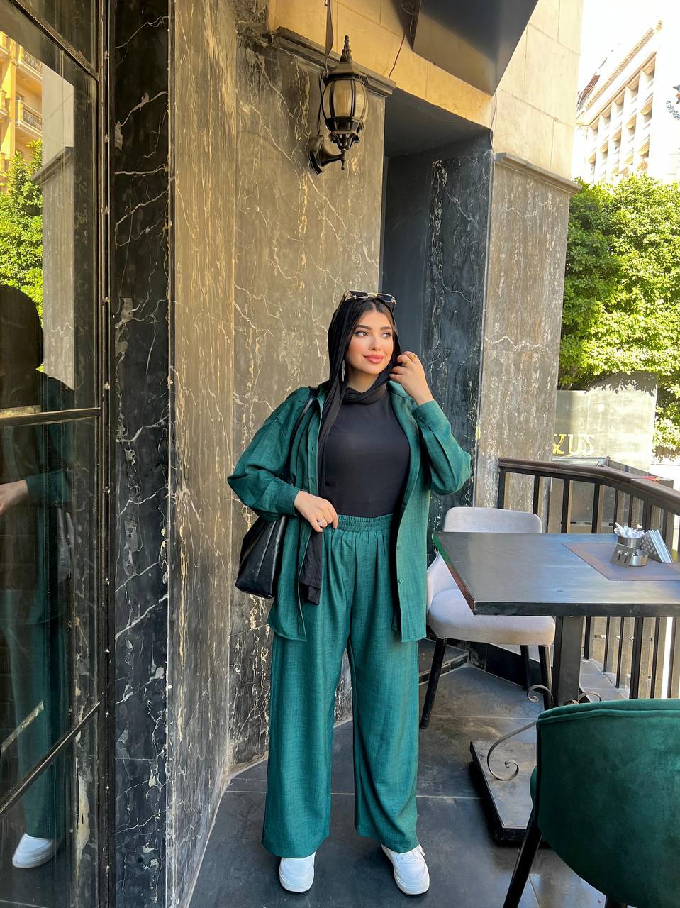Modest Glow Set by Jessy – Two-piece linen suit, modest fit, one size fits up to 90 kg