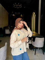 Eye Chemise by Jessy – Bubble cotton shirt with raised “Eyes” embroidery, fits up to 80 kg  in beige