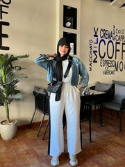 Liny Pants by Jessy – Lightweight, relaxed-fit pants, one size fits up to 80 kg in white