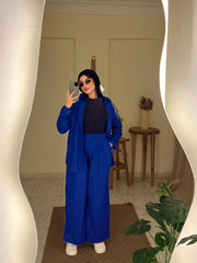 Strass Set by Jessy – Two-piece Fresca cotton suit with shoulder chains, fits up to 85 kgin color Royal Blue