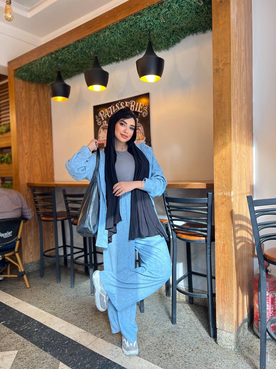 Tone Set by Jessy – Crinkled linen suit, available in blue  , one-size fits up to 90 kg