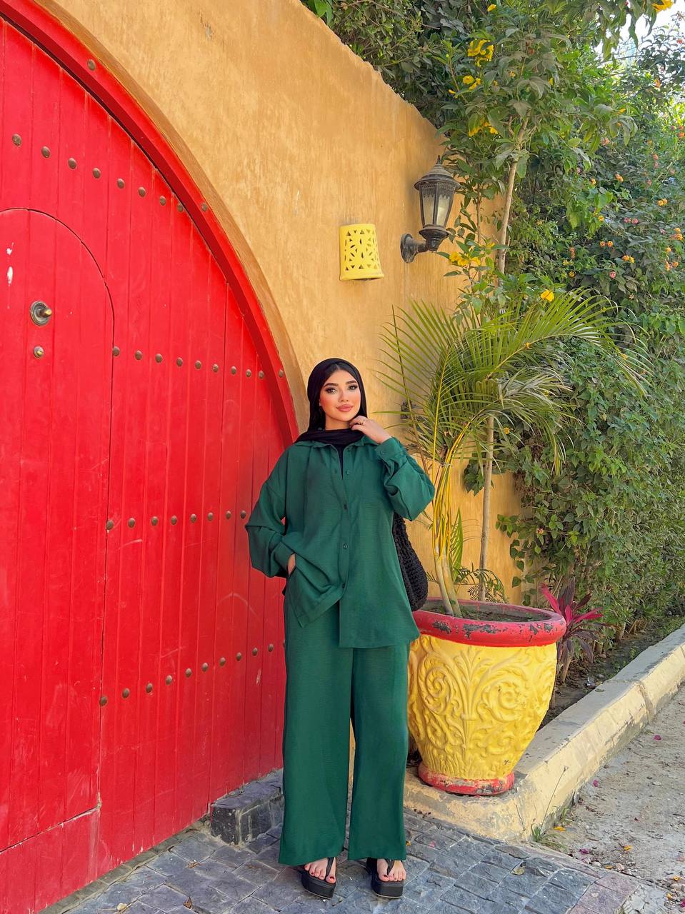 Sunny Pants by Jessy – Classic CY fabric trousers, in colordarkgreen