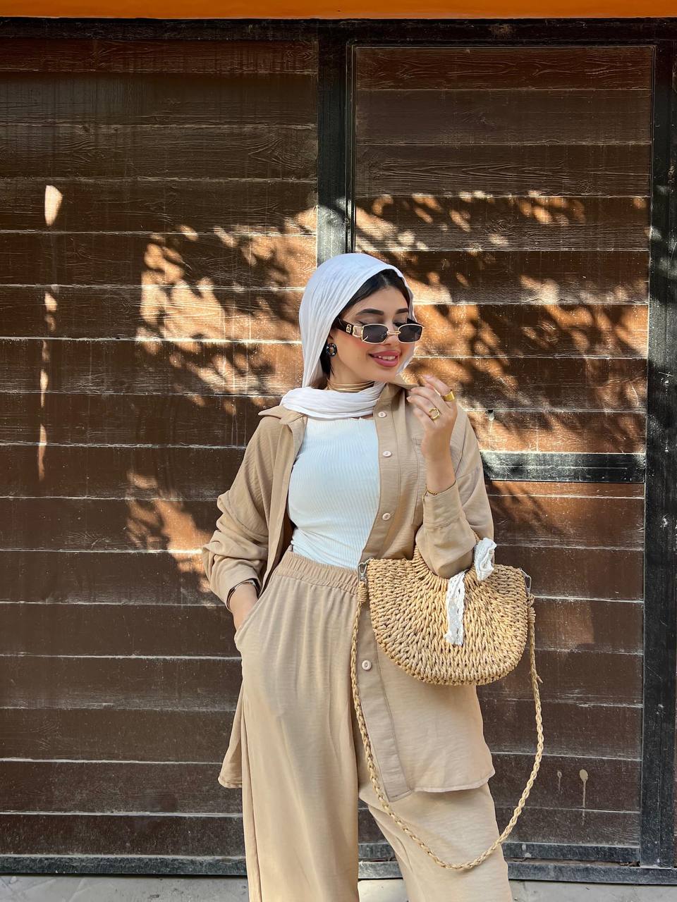 Sunny Blouse by Jessy – Classic CY fabric blouse, fits up to 85 kg in color beige