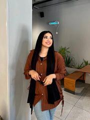 Moonlight Shirt by Jessy – Lightweight, flowy shirt with a soft shine, one size fits up to 85 kg Brown