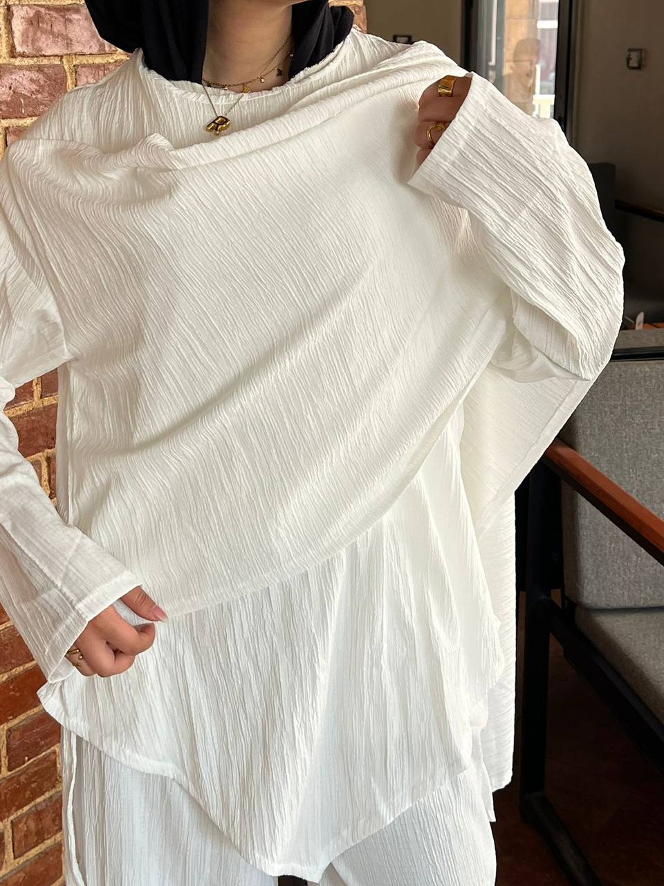 Glow Set by Jessy – Elegant two-piece outfit, one size fits up to 85 kg in white detals