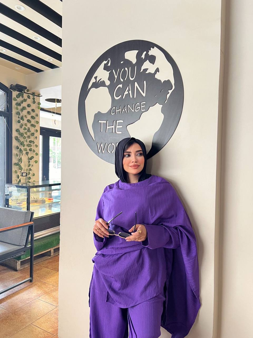 Glow blouse by Jessy – Elegant two-piece outfit, one size fits up to 85 kg in purple